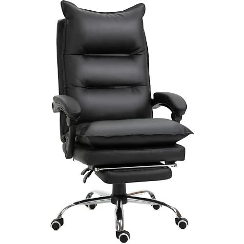 Fauteuil Bureau Ergonomique Vinsetto, Repose Pied, Noir - Vue principale