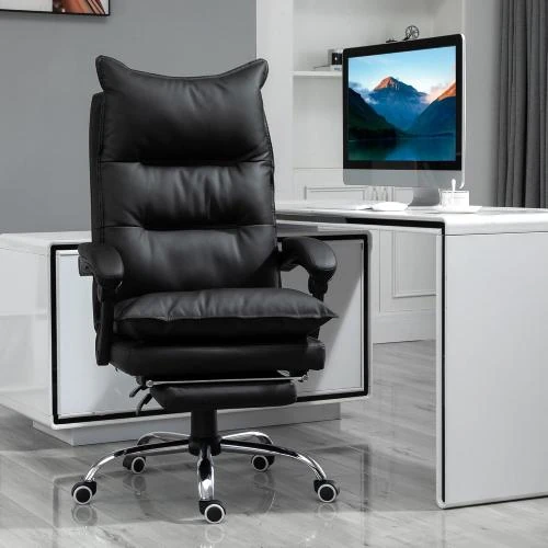 Détail de Fauteuil Bureau Ergonomique Vinsetto, Repose Pied, Noir