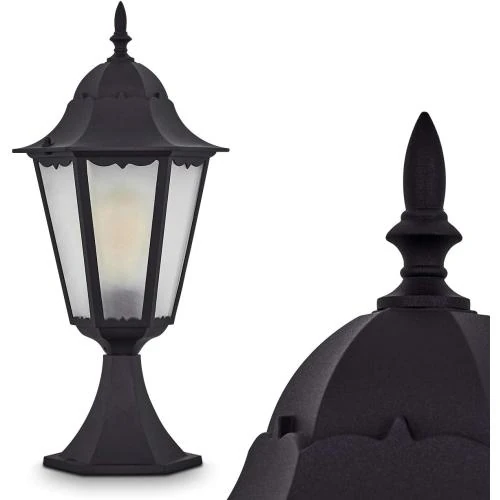 Lampe extérieure Hofstein, look antique, noir mat, verre dépoli - Vue principale