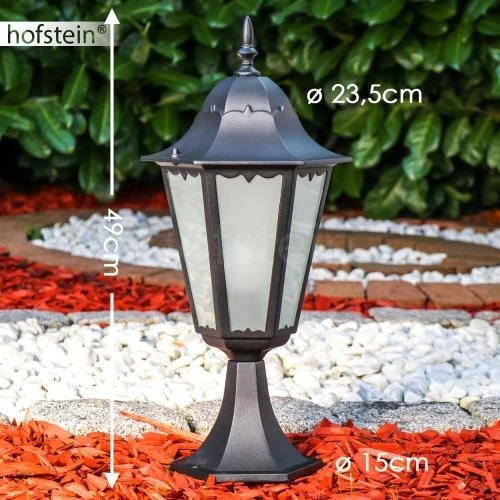 Zoom sur Lampe extérieure Hofstein, look antique, noir mat, verre dépoli