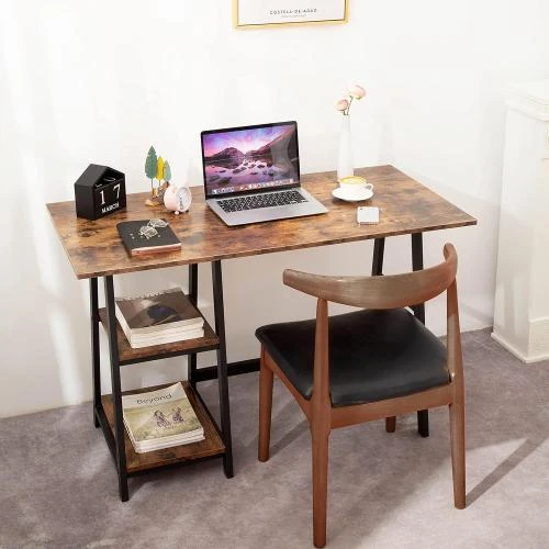 Détail de Bureau Oak, Tea, Rangement, 2 Étagères Amovibles, Métal