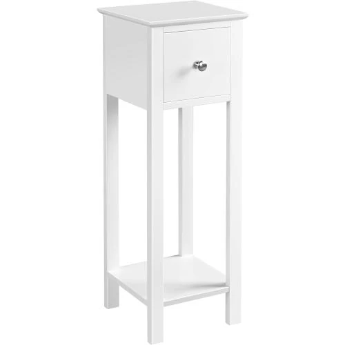 Yaheetech Table de chevet bois, 1 tiroir, 2 étagères, blanc - Vue principale