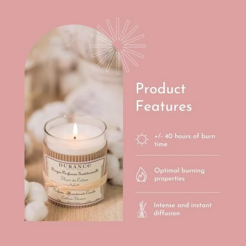 Zoom sur Bougie parfumée Ambre Précieux, Durance, senteur luxueuse