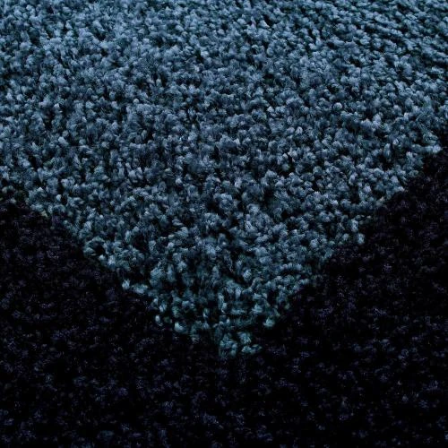Zoom sur Tapis Salon Moderne Bleu Marine, Shaggy Doux, Moelleux