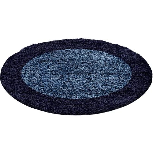 Tapis Salon Moderne Bleu Marine, Shaggy Doux, Moelleux - Vue principale