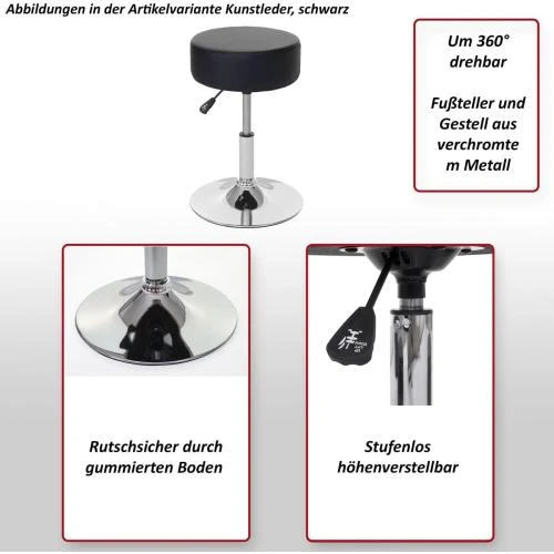 Détail de Tabouret HWC C22, Hauteur réglable, Tissu Gris