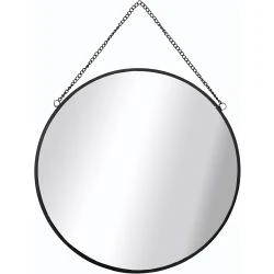 Miroir rond noir 30 cm, montage mural élégant en situation