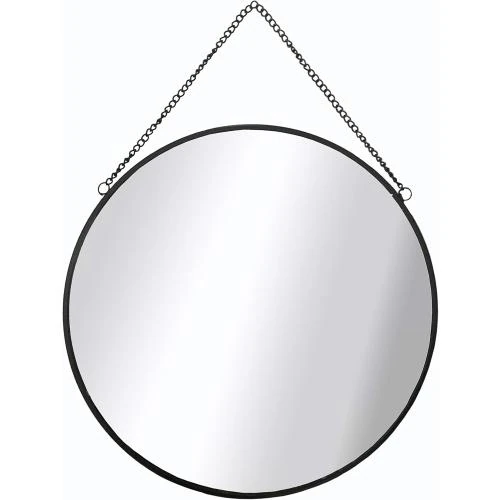 Détail de Miroir rond noir 30 cm, montage mural élégant