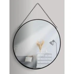 Miroir rond noir 30 cm, montage mural élégant