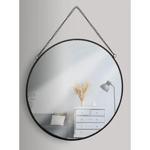Miroir rond noir 30 cm, montage mural élégant - Vue principale