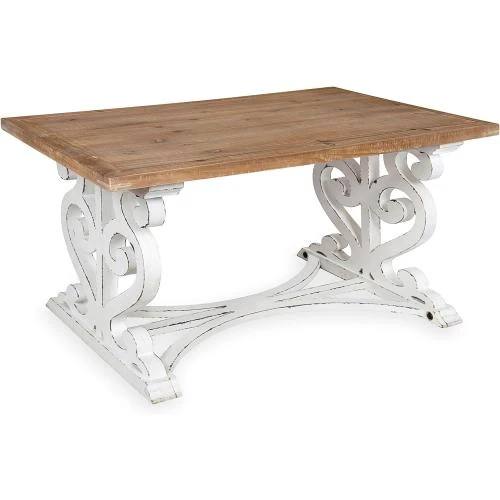 Table basse rustique sculptée Kate and Laurel, marron, blanc - Vue principale