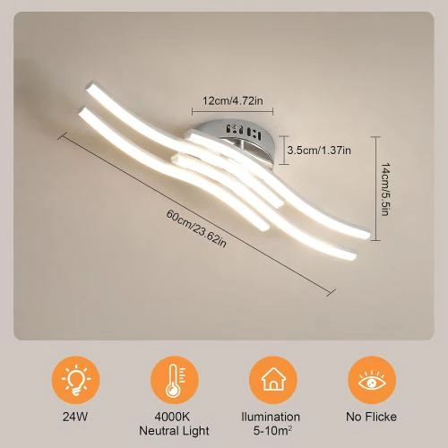 Zoom sur Plafonnier LED Moderne, 24W, Luminaire Acrylique Design