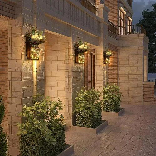 Zoom sur Appliques Murales Mason Jar, Décoration Rustique LED, Fleurs Artificielles