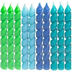 Bougies spirales anniversaire Unique, 10 pièces, bleu, vert