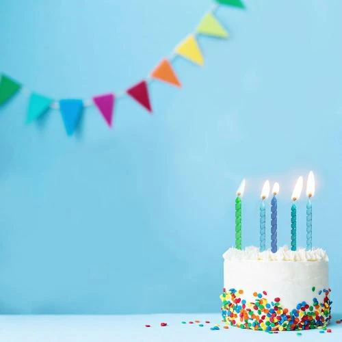 Zoom sur Bougies spirales anniversaire Unique, 10 pièces, bleu, vert