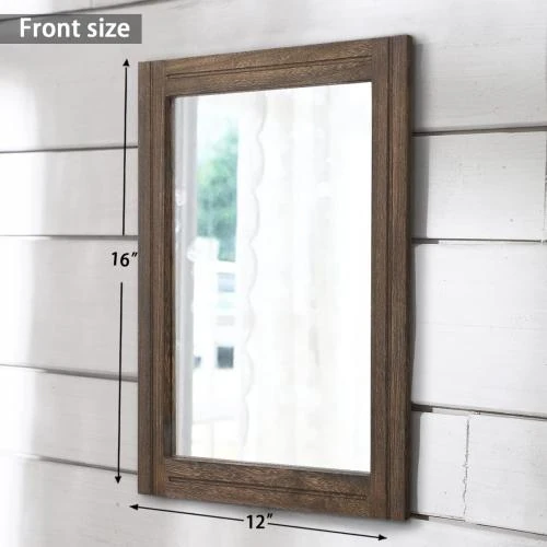 Détail de Miroir Mural Rectangulaire Rustique Bois, Décoration Intérieure