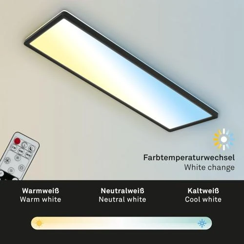 Zoom sur Plafonnier LED CCT Noir, Ultra Plat, Télécommande, Variable