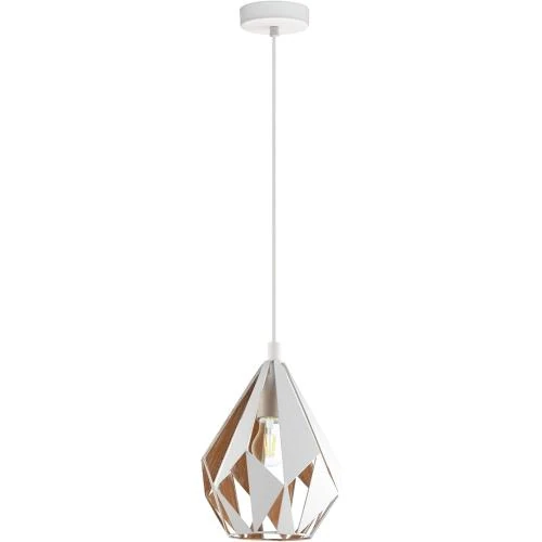 Détail de Suspension luminaire Carlton 1, lustre vintage acier blanc, doré