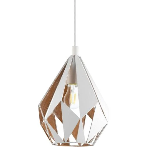 Suspension luminaire Carlton 1, lustre vintage acier blanc, doré - Vue principale