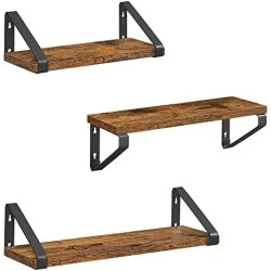 Étagère Murale VASAGLE - Lot de 3, Montage Polyvalent, Design Rustique