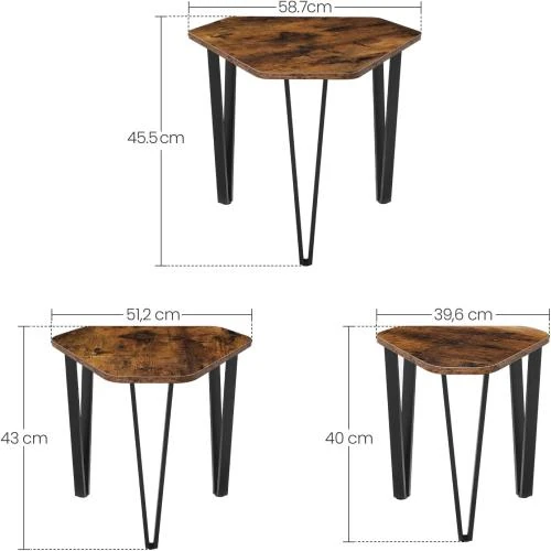 Détail de Tables Gigognes VASAGLE pour Salon - Style Industriel Robuste