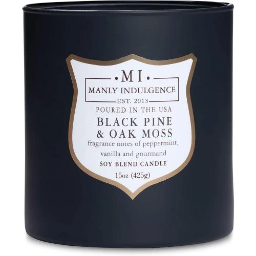Zoom sur Bougie Manly Indulgence Soja Pin Noir, Mousse Chêne