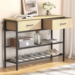 Table Console Lifewit Industrielle avec Tiroirs et Étagères de Rangement