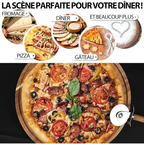 Détail de Planche à pizza en bois d'acacia certifié FSC, set 2
