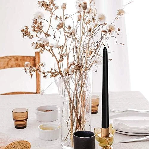 Zoom sur Bougies Coniques Dripless, Chandelles Unscented, Cire Noir