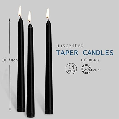 Détail de Bougies Coniques Dripless, Chandelles Unscented, Cire Noir