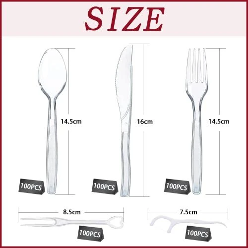 Détail de Couverts Plastique MEISHANG, 500PCS, Réutilisables, Fête