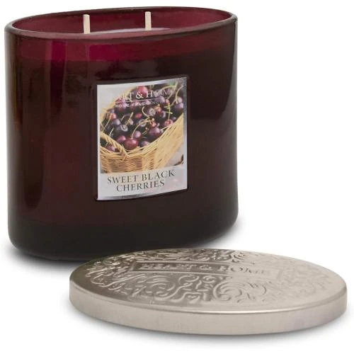 Détail de Bougie Ellipse Double Mèche Cerises Noires Heart and Home