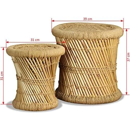 Détail de Lot de 2 Tabourets vidaXL en Bambou et Jute - Design Durable