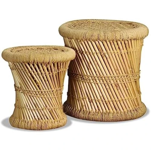 Lot de 2 Tabourets vidaXL en Bambou et Jute - Design Durable - Vue principale