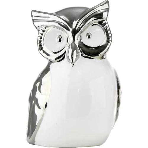 Figurine Décoration Hibou Céramique Blanc Argent Gilde - Vue principale