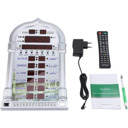 Horloge de Prière Automatique TOPINCN, Écran LCD Argent