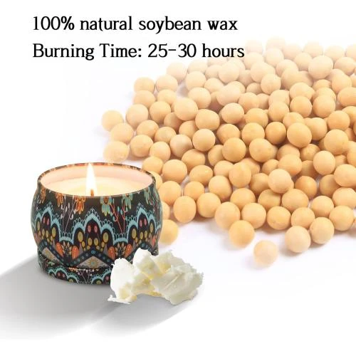 Zoom sur Bougies parfumées soja, lot de 4, détente, stress