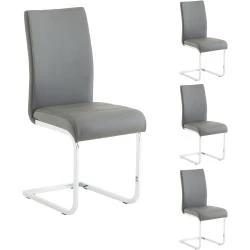 Chaises Salle à Manger Leticia, Chrome, Synthétique Gris