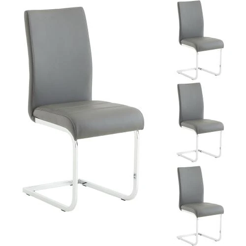 Chaises Salle à Manger Leticia, Chrome, Synthétique Gris - Vue principale