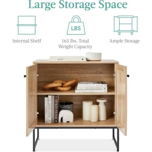 Détail de Armoire rangement rotin 2 portes Best Choice Products