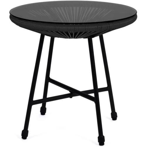 Zoom sur IDMarket Salon de Jardin Izmir, Table, 2 Fauteuils Noir
