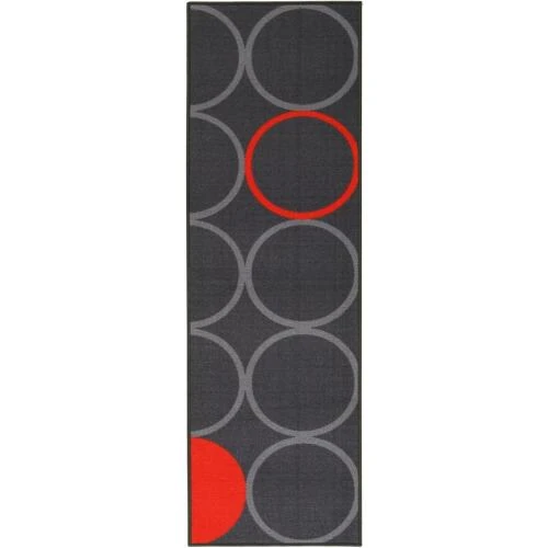 Zoom sur Tapis Cuisine Synthétique, Gris Orange, Design Moderne