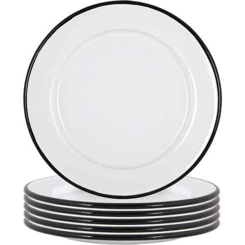 Plaques latérales email blanc, plats cuisine métal noir, 6 pièces - Vue principale