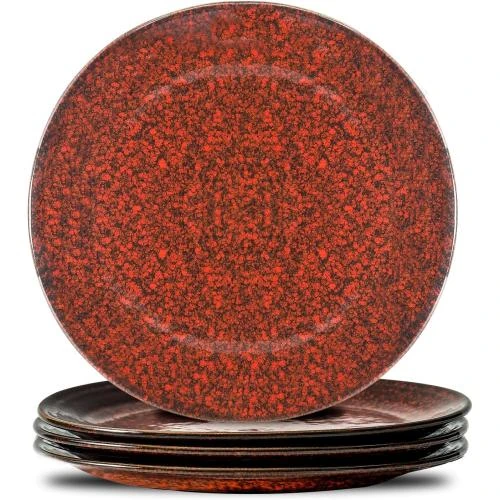Assiettes en céramique rouge, lot de 4, micro-ondes, four, lave-vaisselle - Vue principale