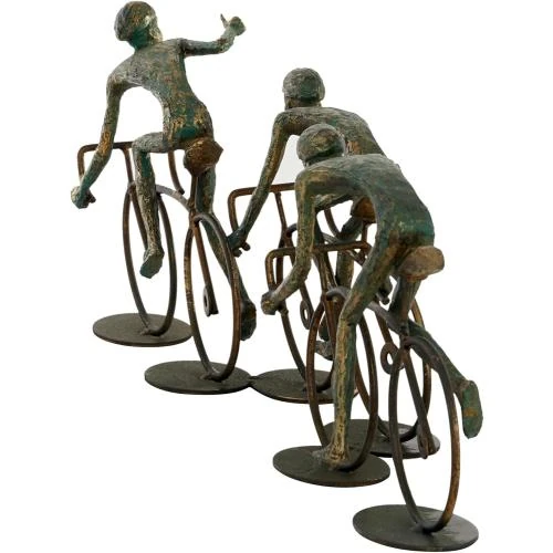 Zoom sur Sculpture Cyclistes Bronze Polystone Deco 79, Art Moderne
