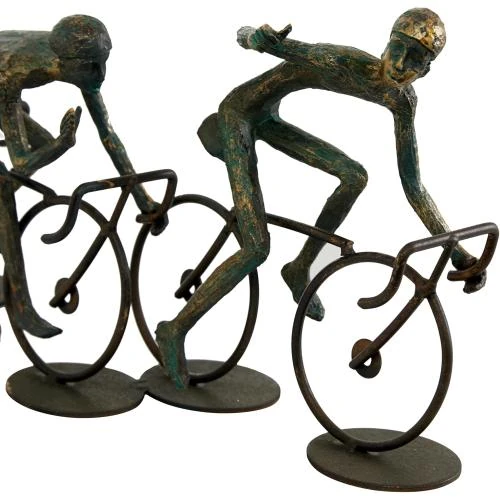 Détail de Sculpture Cyclistes Bronze Polystone Deco 79, Art Moderne