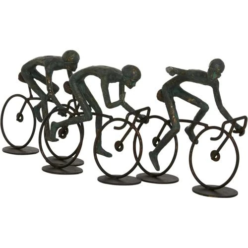 Sculpture Cyclistes Bronze Polystone Deco 79, Art Moderne - Vue principale