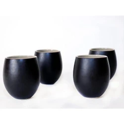 Tasses à Expresso en Grès Émaillé Noir Mat, Carthage Trade Gallery