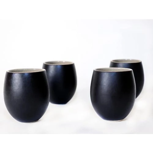 Tasses à Expresso en Grès Émaillé Noir Mat, Carthage Trade Gallery - Vue principale