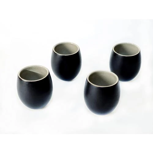 Zoom sur Tasses à Expresso en Grès Émaillé Noir Mat, Carthage Trade Gallery